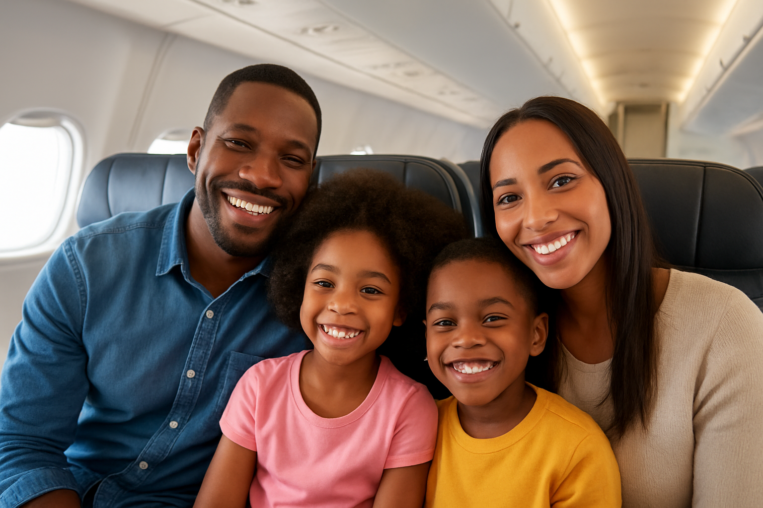 HAPPY family - JAPA TRAVEL CLUB - inside airplane